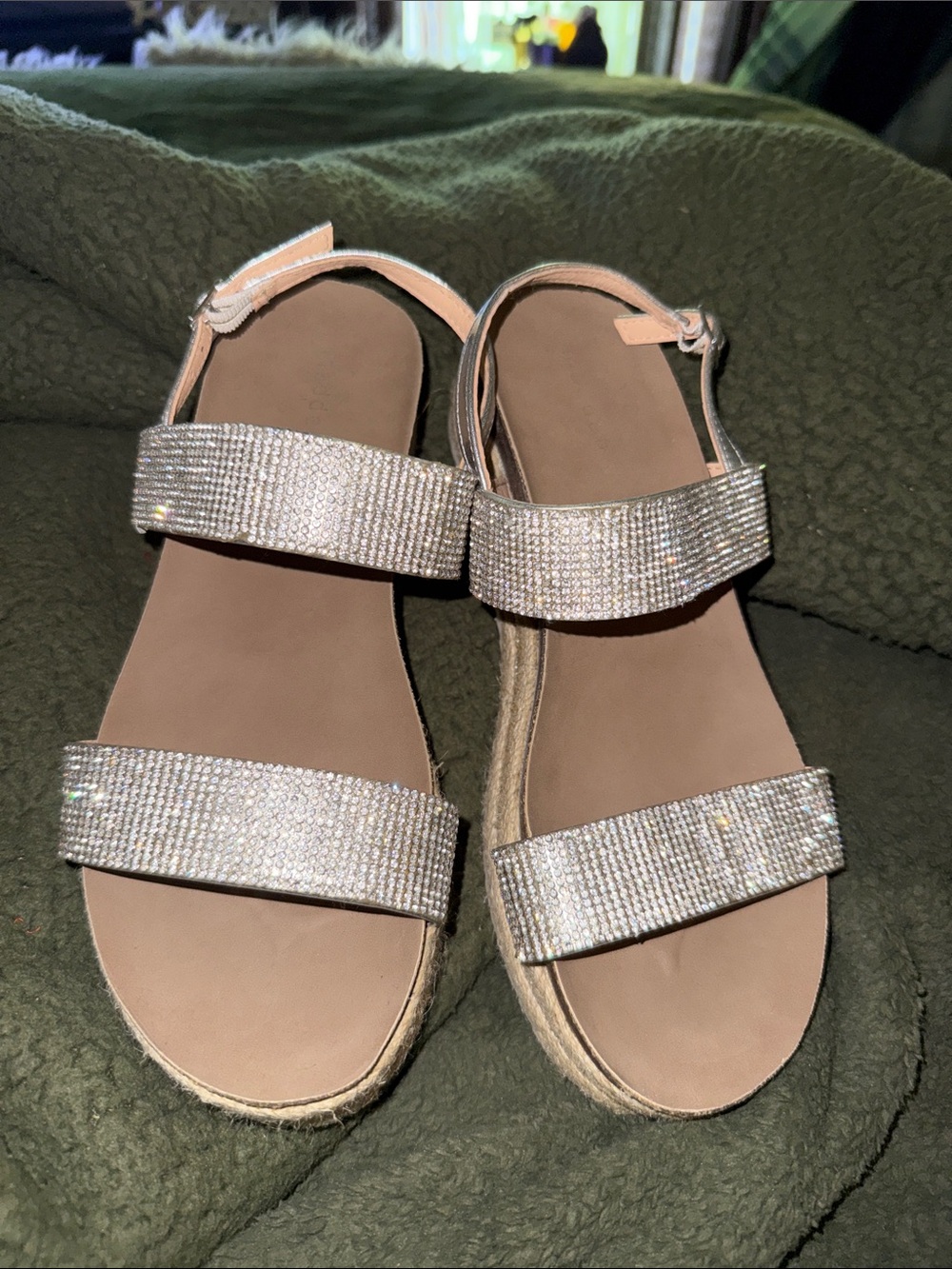 Madden Girl Silver Rhinestone Strap Sandals